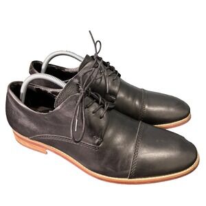 Aldo Mens 11 Black Leather Cap Toe Derby Dress Shoes Lace Up Business Formal